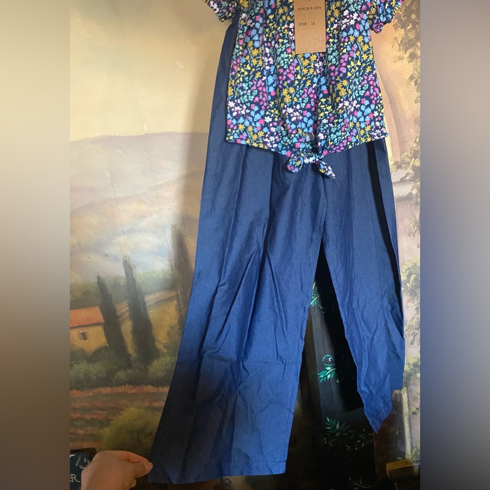 Girls floral wide leg pants outfit set - Picture 5 of 5